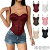 Productos Calientes Transfronterizos Europeos y Americanos Color Sólido Espina de Pescado Cintura Ceñida Malla Top de Espina de Pescado Ropa Exterior Sexy Camisola