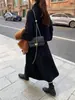 Saia plissada de tweed grossa estilo coreano, cintura alta, modeladora, casual, perna larga, para mulheres, outono/inverno 2026