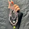 Corrente para Celular de Alta Qualidade Feminina Capa de Celular Acrílica Estrela de Cinco Pontas Cordão Pingente de Estrela de Cristal Cordão para Celular Venda por Atacado