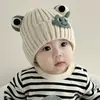 Gorros para Bebés y Niños Pequeños para Otoño e Invierno Engrosados Lindos de Rana para Bebé Niño y Niña Gorros de Lana Tejida a Prueba de Viento y Cálidos