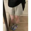 Pantalones cortos de punto de lana gris extremadamente elegantes para mujer, modelo nuevo de primavera 2026, de corte holgado, para usar al aire libre, largo 5/4