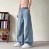 Calça Jeans Tencel com Barra Curva para Homens, Estilo Fino Primavera/Verão 2026 Novo Lavado Solta Reta Casual