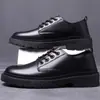 Zapatos de Hombre Transfronterizos, Zapatos de Cuero Casual de Negocios, Zapatos Casuales de Trabajo Estilo Británico, Zapatos de Trabajo con Cordones Versátiles de Suela Gruesa de Moda