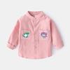 Moderna Camisa Infantil Casual Estilo Coreano Algodón Cuello Campana Camisa Infantil 2026 Otoño Camisa Suave de Manga Larga para Niños