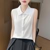 Top com Alças e Gola Polo para Mulheres, Design Colorido Contrastante Estilo Esportivo Retrô, Peça Externa e Colete Interno Frescos para Outono e Inverno