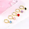 Pendientes Populares de Amor Transfronterizos, Simples y Personalizados, Lindos Pendientes de Corazón con Goteo de Aceite Coloridos Estilo Girly, Pendientes de Acero Inoxidable