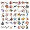 50 Folhas de Adesivos Transparentes de Desenho Animado com Vida Marinha Pacote DIY Diário Diário Guitarra Caderno Adesivos Decorativos à Prova d'Água
