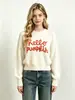 Fábrica de Origem Transfronteiriça Outono e Inverno Suéter Base Bordado Tricô à Mão com Letra para Mulheres Halloween Malha Top Atacado