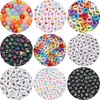 Cuentas sueltas de acrílico con letras inglesas, cuentas planas, bricolaje, educación temprana para niños, llavero con cuentas, accesorios de joyería, pulsera tejida