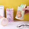 Porta-canetas redondo, dobrável, com tema de desenho animado, um organizador de papelaria fofo e estiloso para estudantes e uso no escritório, perfeito para organização de mesa.
