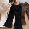 Pantalones para Bebé Niña 2025 Otoño e Invierno Nuevo Estilo Forro de Felpa Engrosados Acampanados Largos Casual Estilo Coreano Chic Chenilla