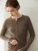 Suéter Rayado Clásico 100% Cachemira para Mujer, Nuevo Cardigan de Punto Ajustado con Cuello Redondo para Otoño e Invierno, Prenda Superior de Manga Larga con Cremallera