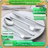 Conjunto Espesso de Talheres de Aço Inoxidável 304L para Hotéis, Incluindo Facas de Bife, Garfos, Colheres de Sopa Redondas, Colheres de Cabo Longo e Garfos de Frutas