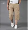 Atacado do fabricante comércio exterior verão masculino calças cropped finas de corte solto, tamanho europeu, multi-bolsos esportes ao ar livre casual vestuário de trabalho