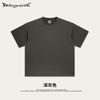 Camiseta Masculina Verão Street Cor Lisa Desgastada Loose Europeia e Americana 260g Algodão Puro Manga Curta para Homens e Mulheres