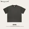 Camiseta Masculina Verão Street Cor Lisa Solta Algodão Manga Curta Adolescentes Solta Europeia e Americana 260g Cor Lisa Desgastada Masculino e Feminino