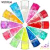 Explosões transfronteiriças fluorescente oco estrela de cinco pontas 12 cores unhas lantejoulas conjunto Matte Pearlescent unhas jóias patch