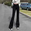 Pantalones de Pana Negra Micro La Jeans para Mujer Otoño e Invierno 2024 Nuevos de Cintura Alta Adelgazantes Forrados de Polar Elásticos Acampanados Pantalones de Herradura Coreanos