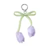 Llavero colgante para bolso de malla brillante tipo tulipán con lazo, fresco y dulce, estilo coreano, dopamina