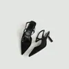 Tacones de Aguja Puntiagudos para Mujer, Estilo Popular en Línea, Sandalias Casuales de Gamuza con Correa Única de Tacón Alto, Punta Cerrada, Sin Espalda, Estilo Coreano, Talla Pequeña