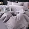 Conjunto de cama de quatro peças luxuoso e elegante, feito 100% algodão de grau A, com design europeu simples, cores sólidas e adequado para hotéis
