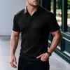 Comercio exterior transfronterizo primavera y otoño europeo y americano polo de punto a rayas con cuello de botones camiseta de manga corta para hombre