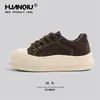 Sapatos Femininos de Sola Grossa Universais 2025 Novo Inverno Mais Vendidos Versáteis Aumentadores de Altura Mocassins Plataforma Retrô para Pessoas Baixas