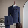 Traje de Negocios Cruzado para Boda de Novio Traje de Hombre Elegante Versátil Moda Delgado Profesional Ropa Formal Traje Elegante