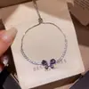 Galáxia Névoa Roxa~Pulseira com Pingente de Flor de Zircônia Gota d'Água Estilo Minimalista Coreano Ins Pulseira Joia de Luxo Leve de Alta Qualidade