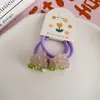 2 tarjetas linda adorable banda para el pelo de animales para niños suave alta elasticidad no daña el pelo color gelatina cuerda para coleta de bebé