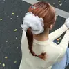 Anel de Cabelo Grande de Rede de Cetim com Pérolas Brancas Estilo Coreano para Mulheres Estilo Preguiçoso de Alta Qualidade Super Grande Acessório de Cabelo Prendedor de Cabelo Novo