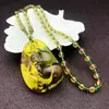 Cadena de suéter de ámbar de seda verde de Brasil de imitación de cera de abejas de imitación, colgante de estilo nacional, regalo, collar de joyería versátil retro.