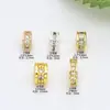 Anel de Ouro 18K com Zircônia Redonda Micro-Incustada que Preserva a Cor, Acessório Espaçador para Pulseira DIY de Contas de Cristal