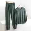 Pijama con Leggings, Talla Grande Mangas Largas, Ropa de Casa Cálida de Terciopelo, Ropa de Casa Casual Holgada Otoño e Invierno, Conjuntos para Mujer Que Se Pueden Usar Afuera