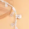 Pulsera de Plata S925 Rey Ciervo Dorado Moda Artística Gota de Agua Ruyi Paz Pequeño Gordo Candado de la Fortuna Trenzado Hecho a Mano DIY