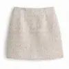 Saia Feminina 2026 Outono/Inverno Novo Estilo Saia Curta Brilhante Lantejoula Lã Saia Tweed Peça Única Bodycon