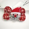 Pinza para el pelo con lazo de terciopelo rojo navideño, set de tocado con campana y borla de dibujos animados lindos de Papá Noel para niños