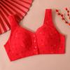 Roupa íntima de sutiã vermelho para mães de meia-idade e idosos Zhangyan tamanho grande feminina sem fio estilo colete com fecho frontal para idosos