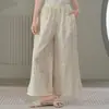 Calça de Casa com Estampa Floral 100% Algodão Perna Larga Verão Nova Solta Casual Confortável Respirável Bolso em Gaze de Camada Dupla para Caminhada