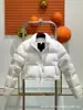 Chamarra Acolchada Corta Kendall Jenner 1984, Mismo Estilo que Jenner, Versión Americana, Poder de Relleno 700, Chaqueta Acolchada Bordada para Mujer de Cintura Alta y Cuello Alto