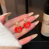 Pendientes de Bolsa de la Suerte Roja Festiva de Año Nuevo para Mujer, Aretes de Linterna Roja Atractores de Fortuna Estilo Chino, Pendientes Versátiles de Moda