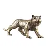 Adorno de Mascota Tigre de la Fortuna de Latón Sólido, Artesanía Zodiacal de Mano, Decoración de Escritorio para Sala de Estar y Oficina