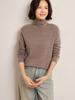 Moda Otoño e Invierno Nueva Elegante Suéter de Lana con Cuello Alto de Líneas Horizontales de Pila Cuello Alto Cachemir Tejido Base Holgado Adelgazante Top