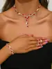 Amazon Fashion Colar Brincos Pulseira de Strass de Cristal Conjunto de Três Peças Acessórios de Joias Joias de Casamento para Noivas