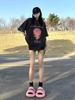 Camiseta Negra Slim de Algodón de Manga Corta para Mujer Verano 2025 Nueva Camiseta Holgada Americana Retro de Media Manga Top de Mujer