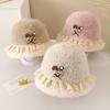 Chapéus Novos de Outono e Inverno para Bebês Meninos e Meninas, Chapéus Balde Estilo Japonês, Renda de Coração Pequeno e Coelho, Chapéus de Pescador Infantis Quentes e da Moda