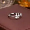 Anillo de Plata de Ley 925 100 Apellidos Familiares Apellido Familiar Anillo para Mujer Nuevo Amor Diseño de Nicho Sentido Anillo de Dedo Abierto Todo-partido Regalo