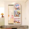 Espejo de Empujar y Tirar Estilo Dopamina Crema Dibujos Animados Espejo de Cuerpo Entero Creativo Espejo Oculto Montado en la Pared Espejo de Prueba de Maquillaje para Dormitorio