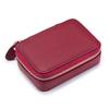 Nuevo mini sobre rojo de boca de cuero genuino con capa de cabeza de espejo, bolsa de almacenamiento de maquillaje de piel de vaca, bolsa para cambio de monedas y auriculares para mujer