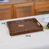 Cesta de fruta tejida de imitación de ratán tejida a mano cesta de almacenamiento de snacks para supermercado marco para frutas y verduras cesta de pan bandeja rectangular